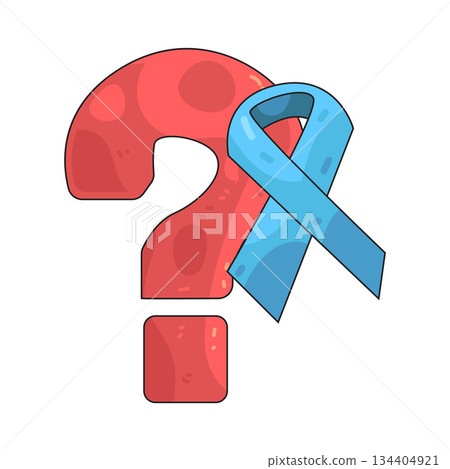 illustration of Question Mark with Blue Ribbon 134404921