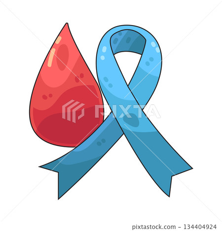 illustration of Blood Drop with Blue Ribbon illustration of Blood Drop with Blue Ribbon 134404924
