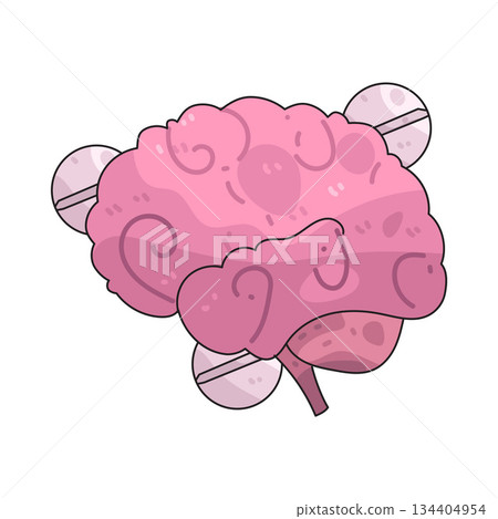 illustration of Brain with Medicine illustration of Brain with Medicine 134404954