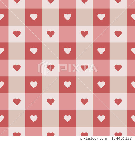 Gingham Hearts Folk Check pattern 134405138