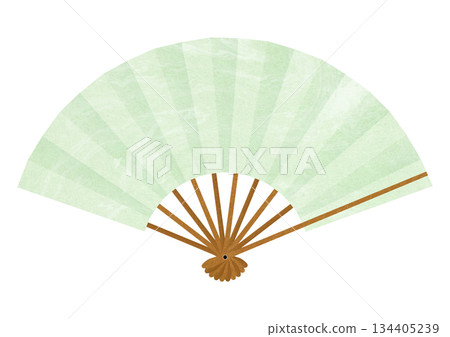 日式紙扇插圖，有墨垣圖案 134405239