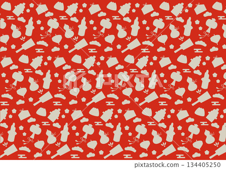 Simple New Year's lucky charm silhouette seamless pattern (red) Simple New Year's lucky charm silhouette seamless pattern (red) 134405250