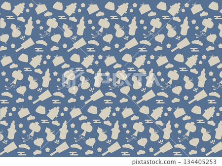 Simple New Year's lucky charm silhouette seamless pattern (navy) Simple New Year's lucky charm silhouette seamless pattern (navy) 134405253