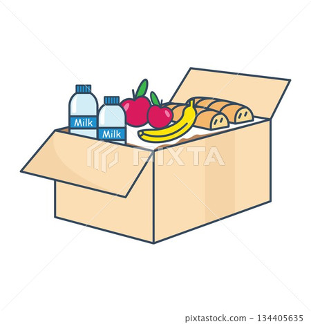 food supplies in cardboard boxes vector illustration element design template 134405635