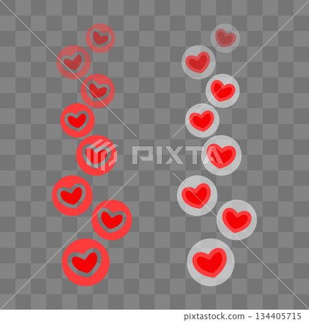 Flying red hearts. Blogging. Stream. Likes online. Social media concept. Vector illustration. 134405715
