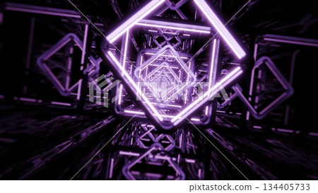 Futuristic purple neon light tunnel background 134405733