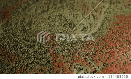 Abstract beige particles covering a red surface Abstract beige particles covering a red surface 134405926