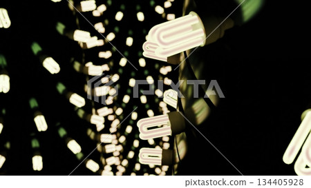 Fluorescent energy saving light bulbs glowing 134405928