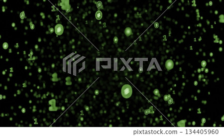 Green binary code numbers floating in cyberspace 134405960