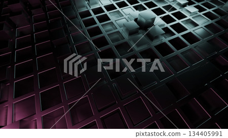 Abstract waving grid of cubes background 134405991