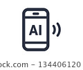 Smartphone, device and AI. Icons representing automatic operation, automatic sending, and automatic receiving. 134406120