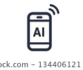 Smartphone, device and AI. Icons representing automatic operation, automatic sending, and automatic receiving. 134406121