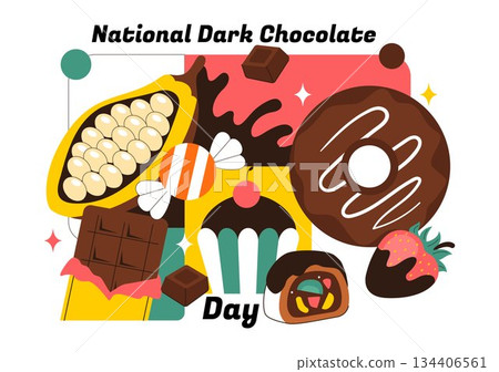 National Dark Chocolate Day Vector Illustration On February 1st for the Health and Happiness That Choco Brings in Flat Cartoon Background Design National Dark Chocolate Day Vector Illustration On February 1st for the Health and Happiness That Choco Brings in Flat Cartoon Background Design 134406561