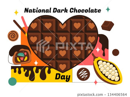 National Dark Chocolate Day Vector Illustration On February 1st for the Health and Happiness That Choco Brings in Flat Cartoon Background Design 134406564