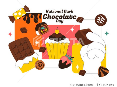 National Dark Chocolate Day Vector Illustration On February 1st for the Health and Happiness That Choco Brings in Flat Cartoon Background Design 134406565