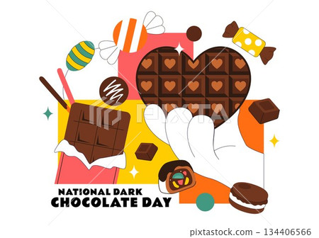 National Dark Chocolate Day Vector Illustration On February 1st for the Health and Happiness That Choco Brings in Flat Cartoon Background Design 134406566