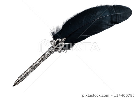 復古銀羽毛筆 134406795