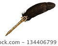 Retro gold quill pen 134406799