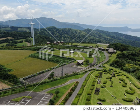 Aerial view of the Kihoku Uwaba Plateau plaza in Kanoya City, Kagoshima Prefecture Aerial view of the Kihoku Uwaba Plateau plaza in Kanoya City, Kagoshima Prefecture 134406963