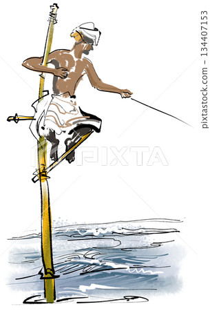 斯里蘭卡的傳統捕魚方法 斯里蘭卡的傳統捕魚方法 134407153