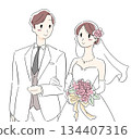 Bride and groom wedding illustration - simple and easy wedding image 134407316