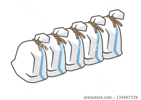 一幅簡單的向量插圖，展示了垂直排列的防災沙袋。 134407729
