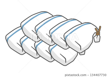 一張簡單的向量插圖,展示了水平堆疊的防災沙袋 一張簡單的向量插圖,展示了水平堆疊的防災沙袋 134407730