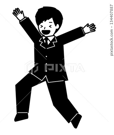 Boy jumping with joy Boy jumping with joy 134407887