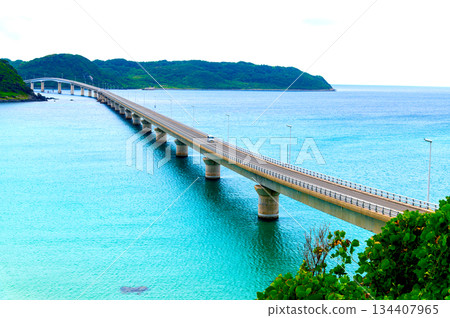 Tsunoshima Bridge spanning the sea (Yamaguchi Prefecture) 134407965