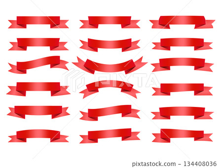紅色絲帶插圖套裝框架橫幅裝飾材料 134408036