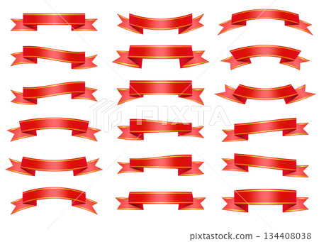Red and gold ribbon illustration set Decoration Decoration Banner material Red and gold ribbon illustration set Decoration Decoration Banner material 134408038