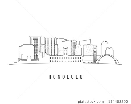 Detailed Honolulu skyline vector illustration. 134408290