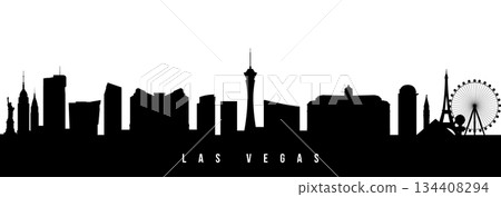 Vector silhouette illustration of Las Vegas City urban skyline.  134408294