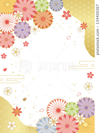 日式花卉圖案背景 134408367