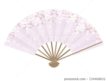 A fan illustration with gorgeous cherry blossoms A fan illustration with gorgeous cherry blossoms 134408632