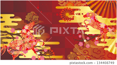 2026年馬年日式新年背景 134408749
