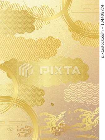 Japanese pattern gold leaf background Japanese pattern gold leaf background 134408774