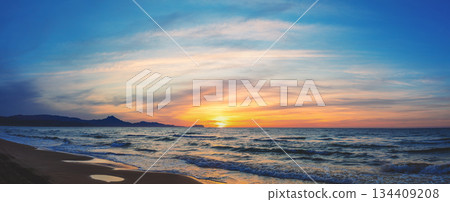Seascape in the early morning. Sunrise over the sea Seascape in the early morning. Sunrise over the sea 134409208
