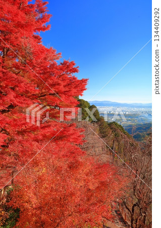 [Kyoto Prefecture] Autumn leaves at Nishiyama Zenpoji Temple and downtown Kyoto on a clear day 134409292