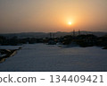 Rural evening and winter scenery 134409421