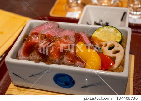 Wagyu beef dish served in a restaurant on Miyajima island Wagyu beef dish served in a restaurant on Miyajima island 134409730