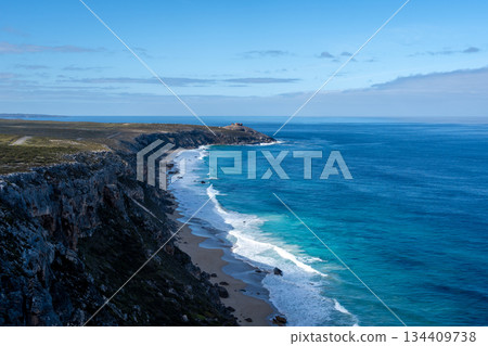 Cliffs near Remarkable Rocks in Flinders Chase National Park, Australia Cliffs near Remarkable Rocks in Flinders Chase National Park, Australia 134409738
