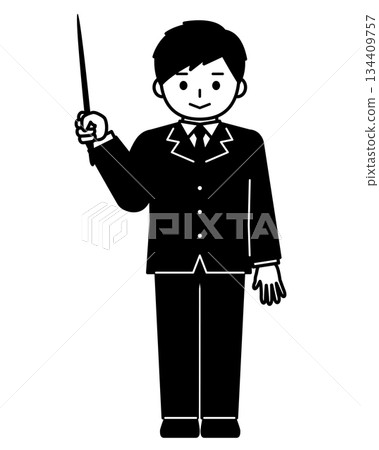 A boy explaining with a pointer A boy explaining with a pointer 134409757
