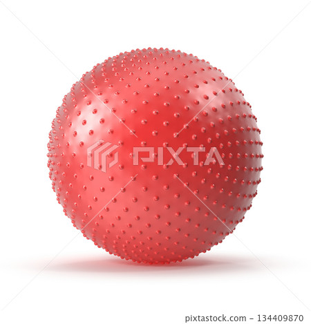 Vibrant Red Spiky Massage Ball for Therapy and Relaxation 134409870