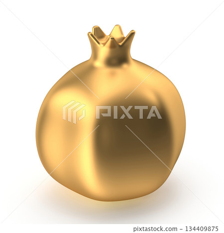 Luxurious Golden Pomegranate 3D Render Luxurious Golden Pomegranate 3D Render 134409875