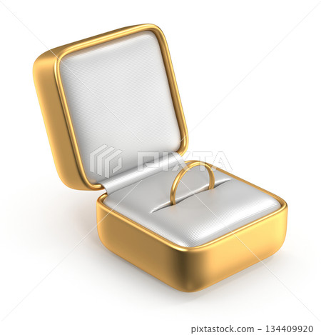 Golden Engagement Ring in Open Box Golden Engagement Ring in Open Box 134409920