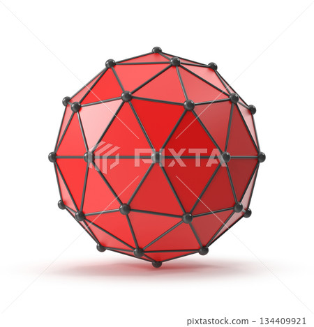 Red Geometric Sphere with Connected Nodes and Edges 134409921
