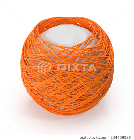 Vibrant Orange Tangled Sphere with White Core 134409926