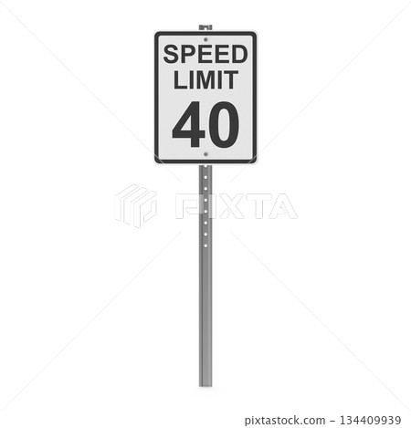 Speed Limit 40 Road Sign on a Pole 134409939