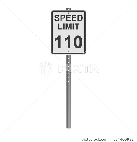 Speed Limit 110 Road Sign on a Pole Speed Limit 110 Road Sign on a Pole 134409952